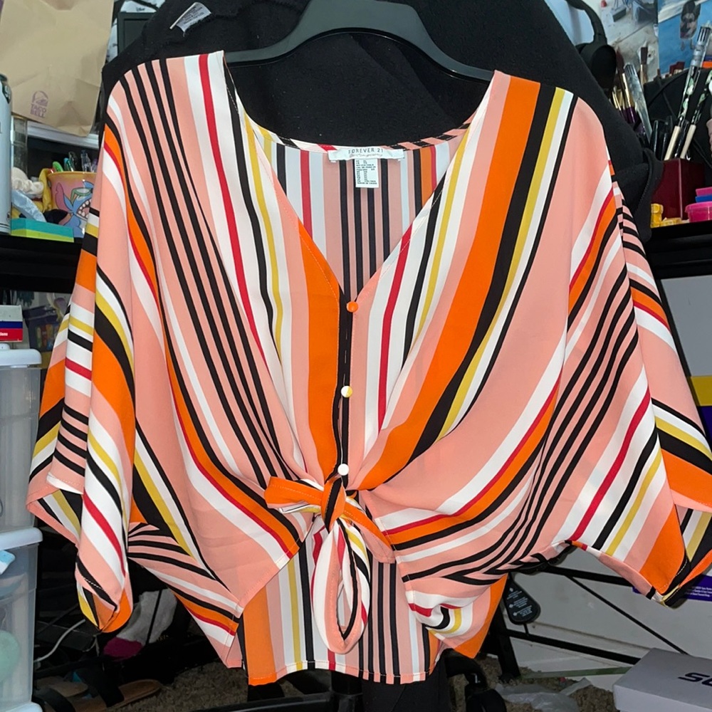 Striped crop blouse